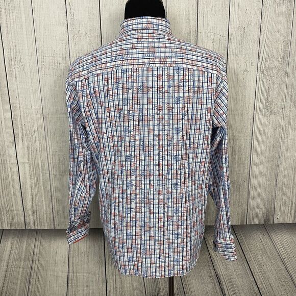 Visconti Black Men's XL Multicolor Contrast Cuff Long Sleeve Button-Front Shirt - Picture 5 of 7
